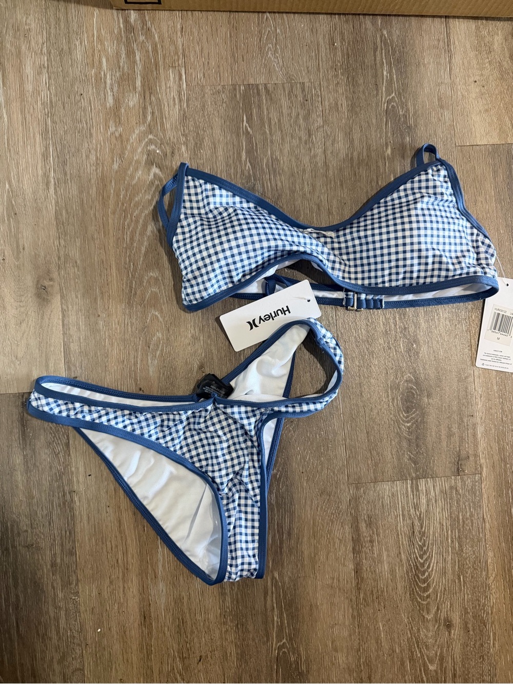 Hurley Blue Gingham Bikini Set, M, NWT